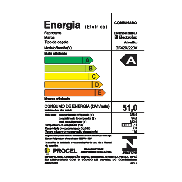 Geladeira / Refrigerador Duplex 382 litros Frost Free Branco - DF42 - Electrolux 220 V 3