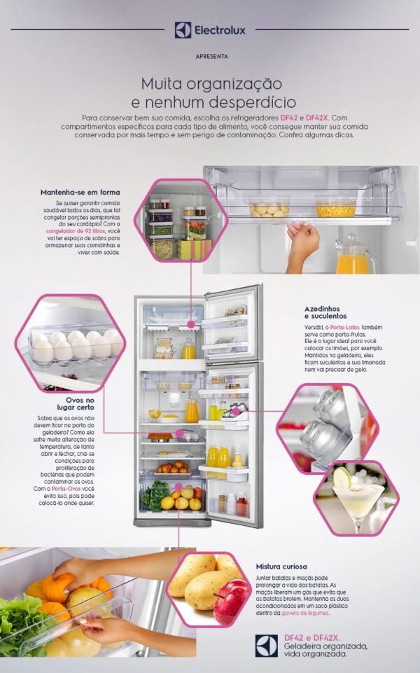 Geladeira / Refrigerador Duplex 382 litros Frost Free Branco - DF42 - Electrolux 220 V 10