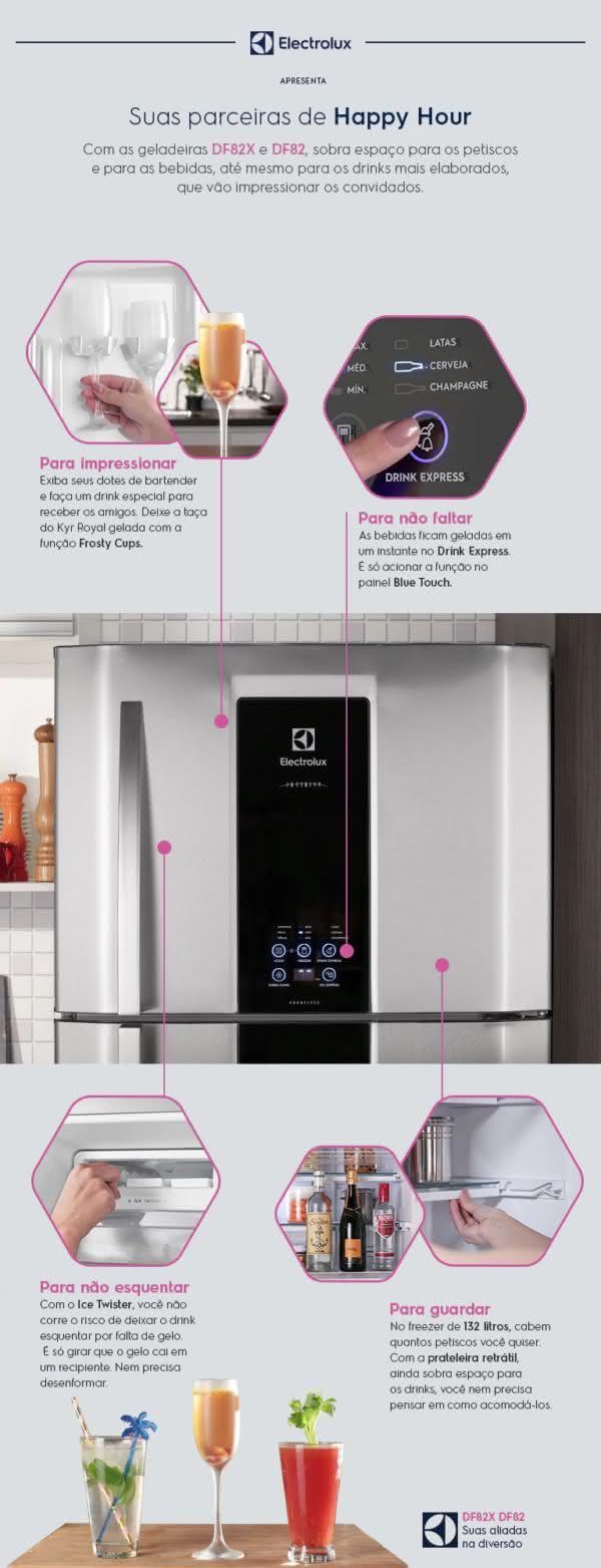 Geladeira / Refrigerador Duplex 553 litros Frost Free Branco Blue Touch DF82 Electrolux 110 V - Image 2