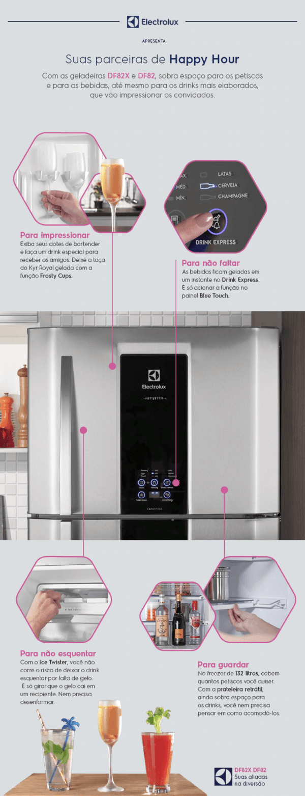 Geladeira / Refrigerador Duplex 553 litros Frost Free Inox - DF82X - Electrolux 110 V 3
