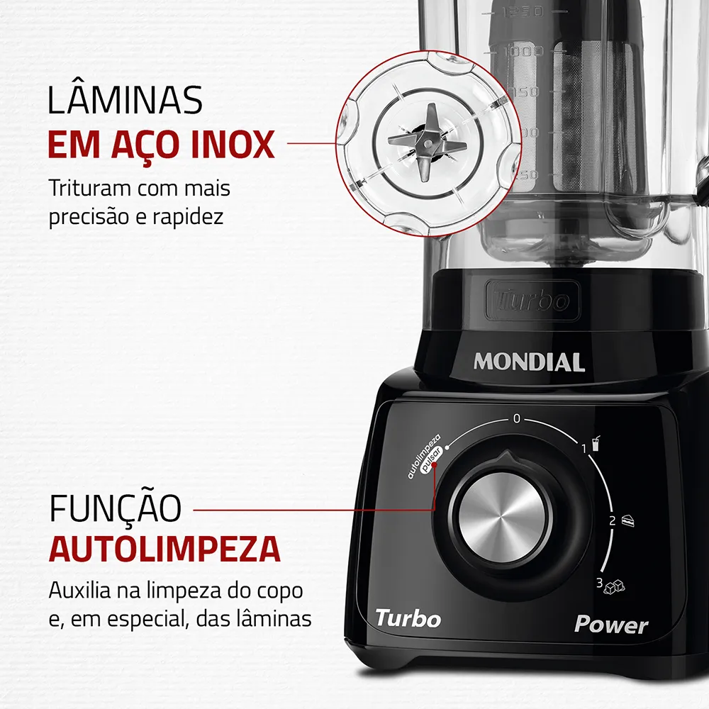Liquidificador Turbo Power Mondial 550W - L-99 FB 10