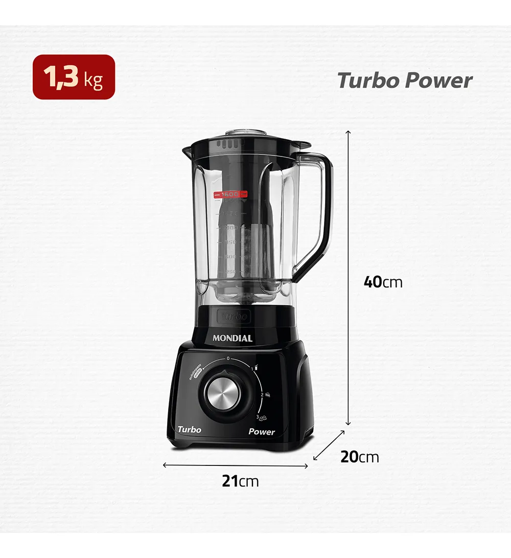 Liquidificador Turbo Power Mondial 550W - L-99 FB 12