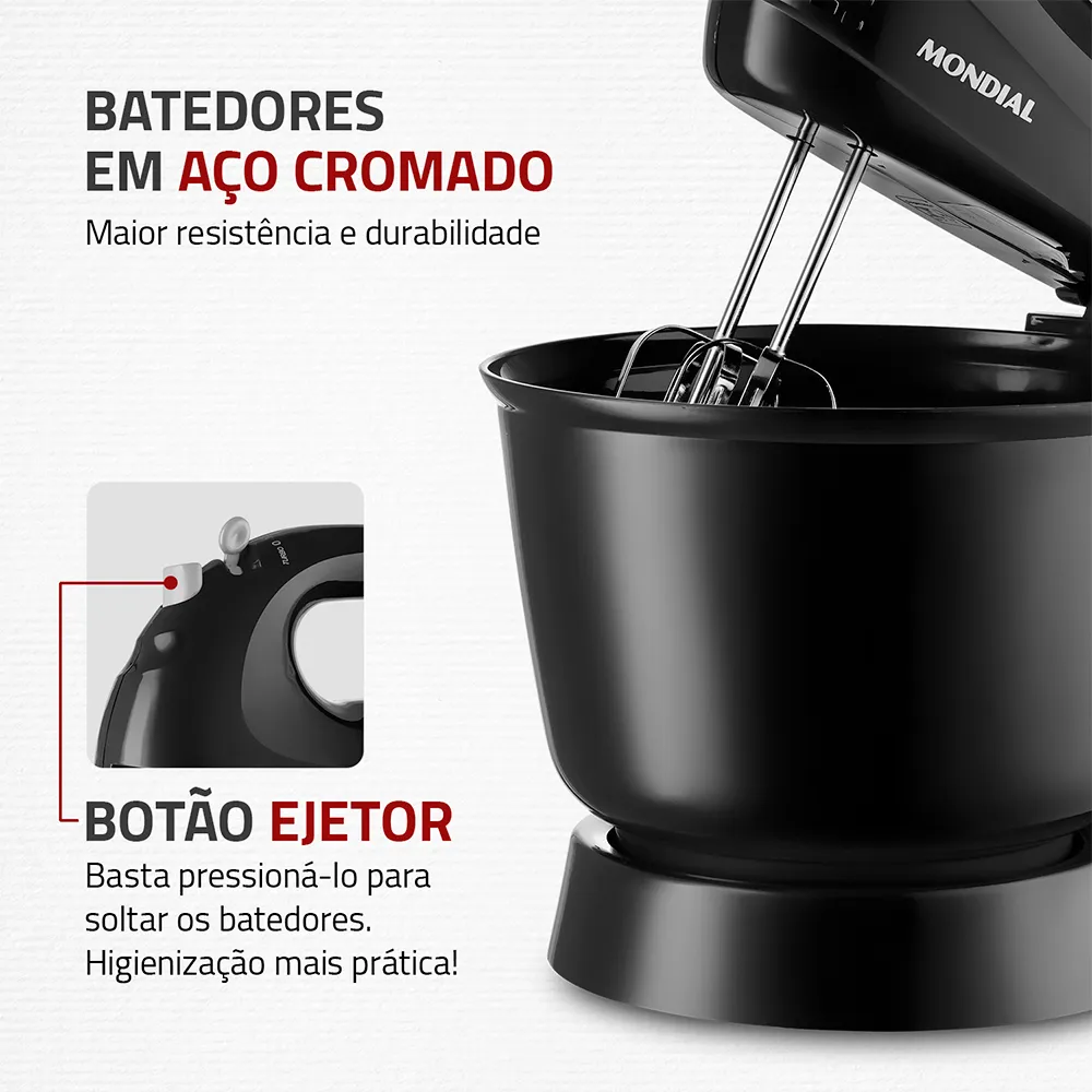 Batedeira Prática Mondial Preto 400W B-44-B 8