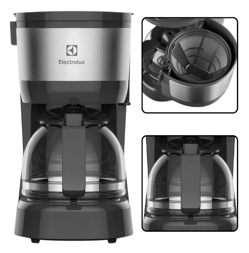 Cafeteira Elétrica Electrolux Jarra vidro, acabamento inox filtro Permanente Removível Sistema Corta Pingos Capacidade 15 xicaras 600ml ECM10 9