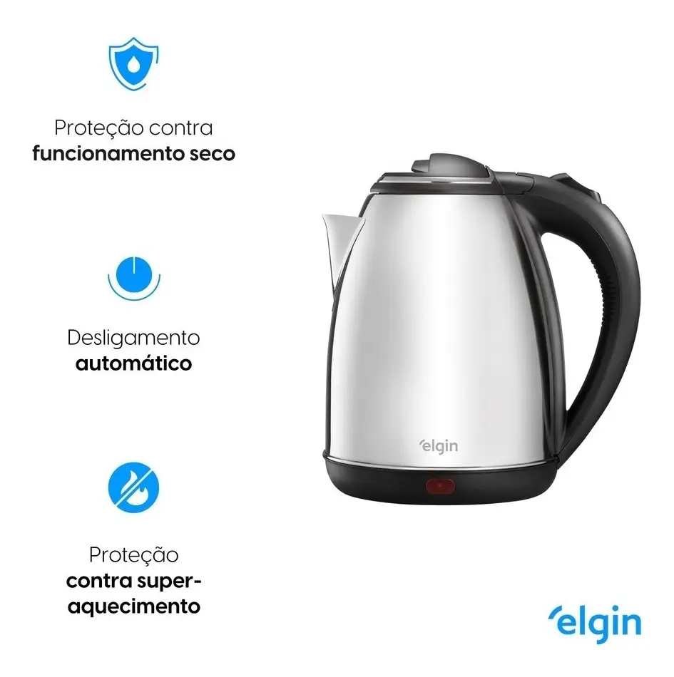 Chaleira Elétrica Inox Elgin 1,8 Litros Prata 7