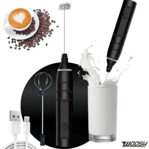 Mixer Elétrico Portátil 2 em 1 Recarregável 3 Velocidades USB Woosh