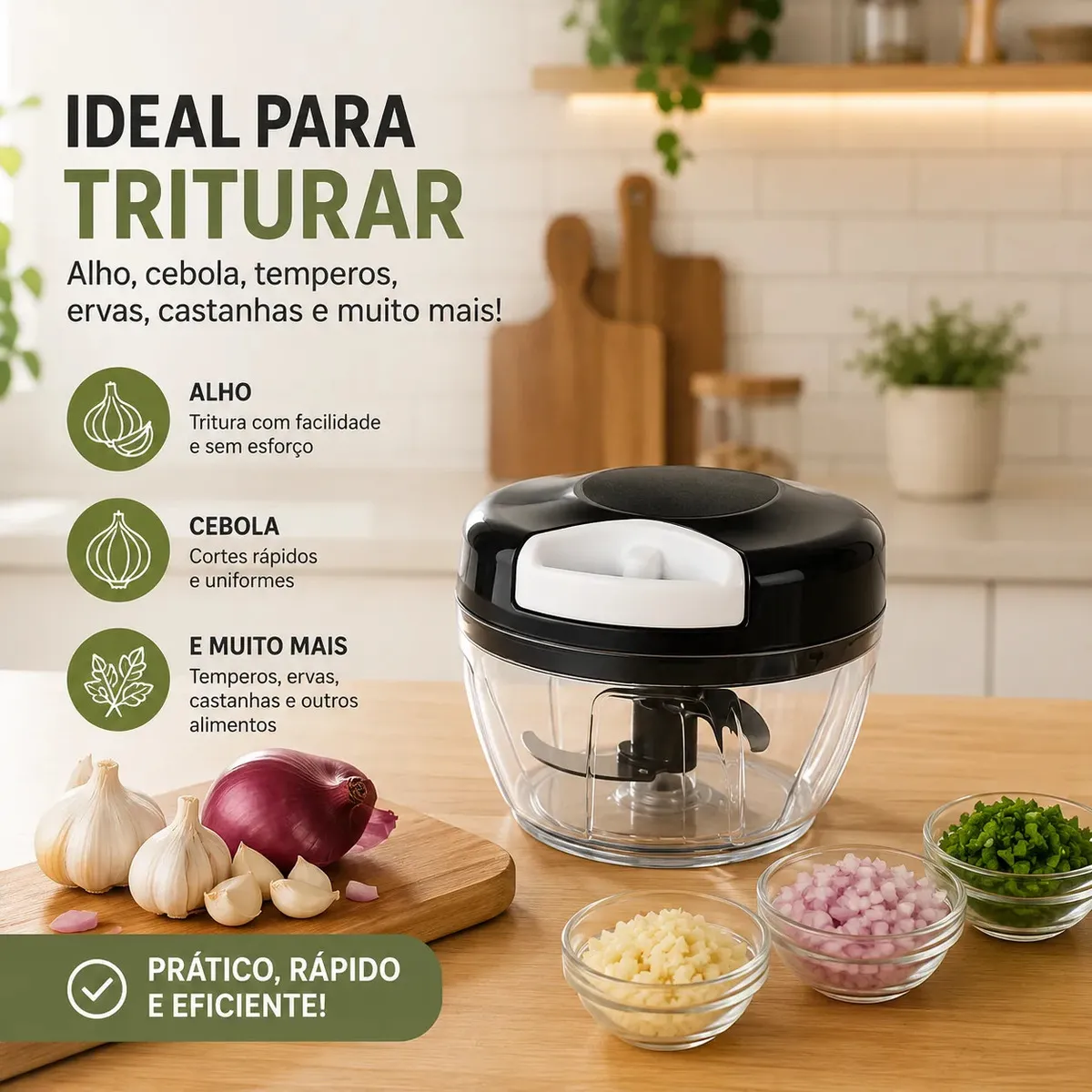 Mini Processador e Triturador de Alimentos Alho Cebola 500ml 8