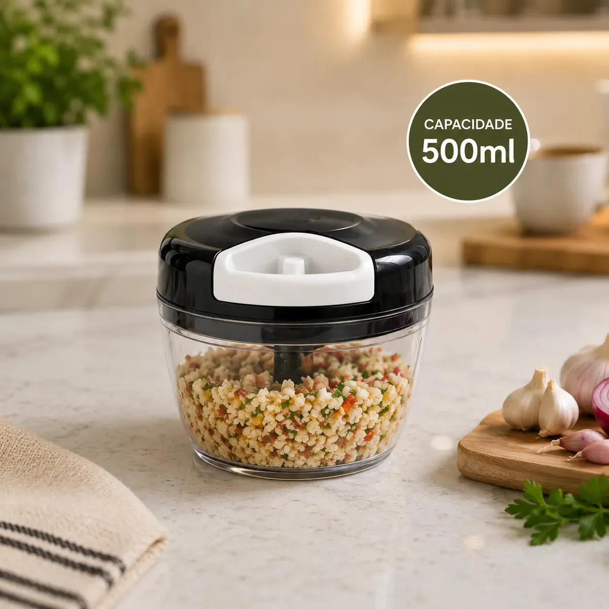 Mini Processador e Triturador de Alimentos Alho Cebola 500ml 10