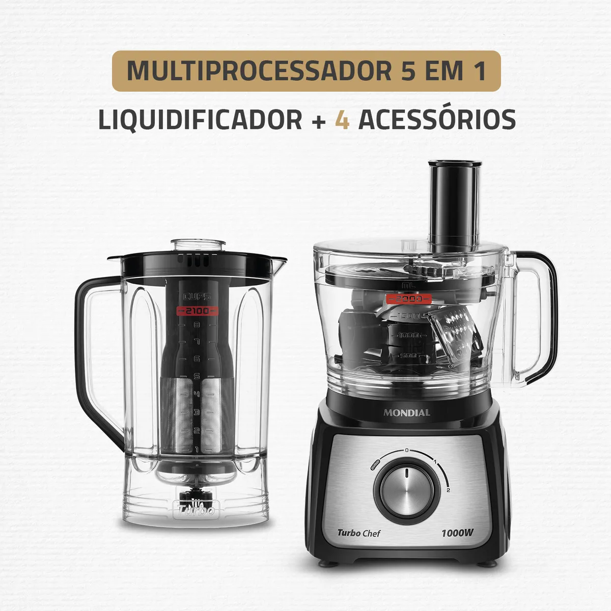 Multiprocessador Turbo Chef 5 em 1 Mondial 1000W MPN-01-B 6