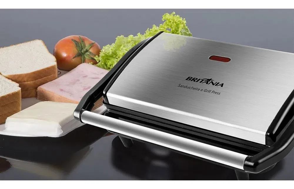 Sanduicheira Elétrica Britânia Press BGR27I Preto Inox 10