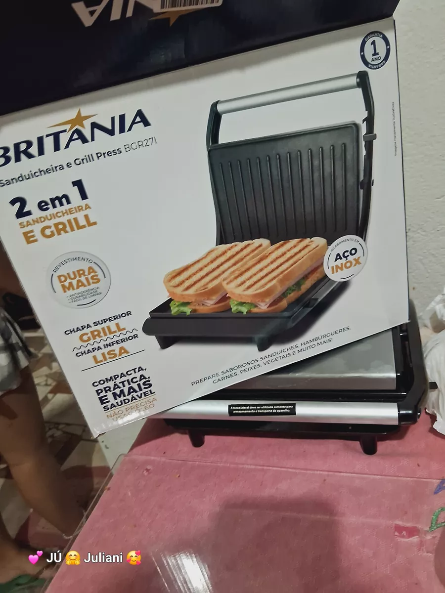 Sanduicheira Elétrica Britânia Press BGR27I Preto Inox 14