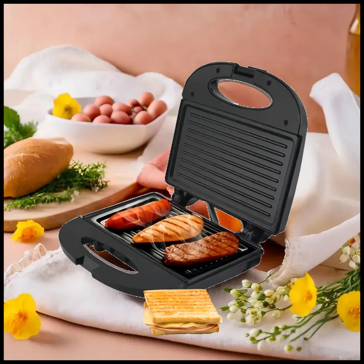 Sanduicheira Grill 2 em 1 Kian 750W Preta 6