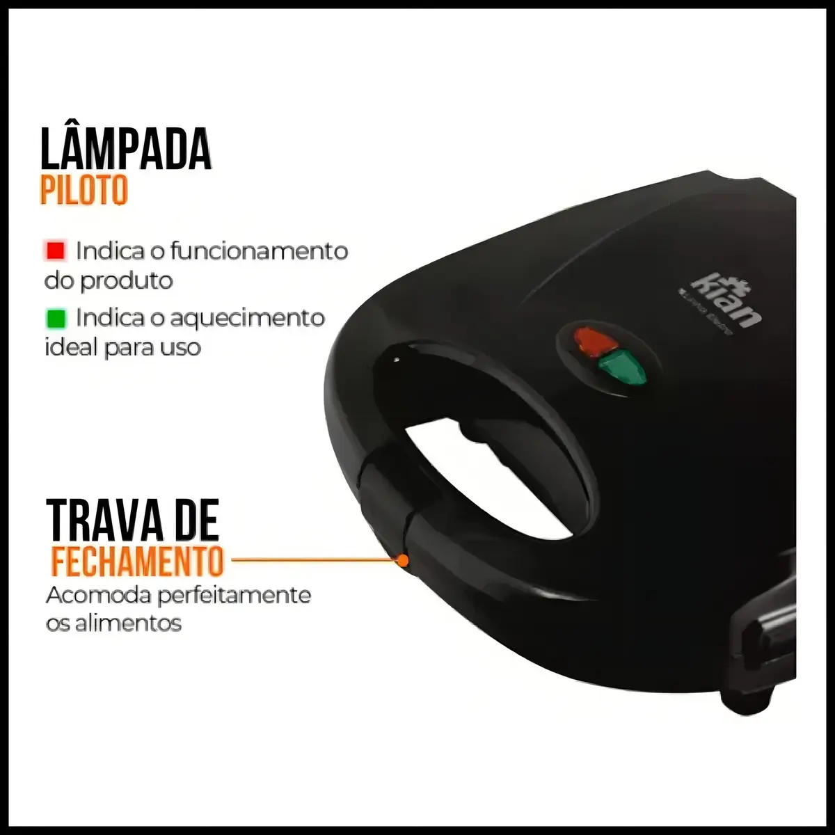 Sanduicheira Grill 2 em 1 Kian 750W Preta 8