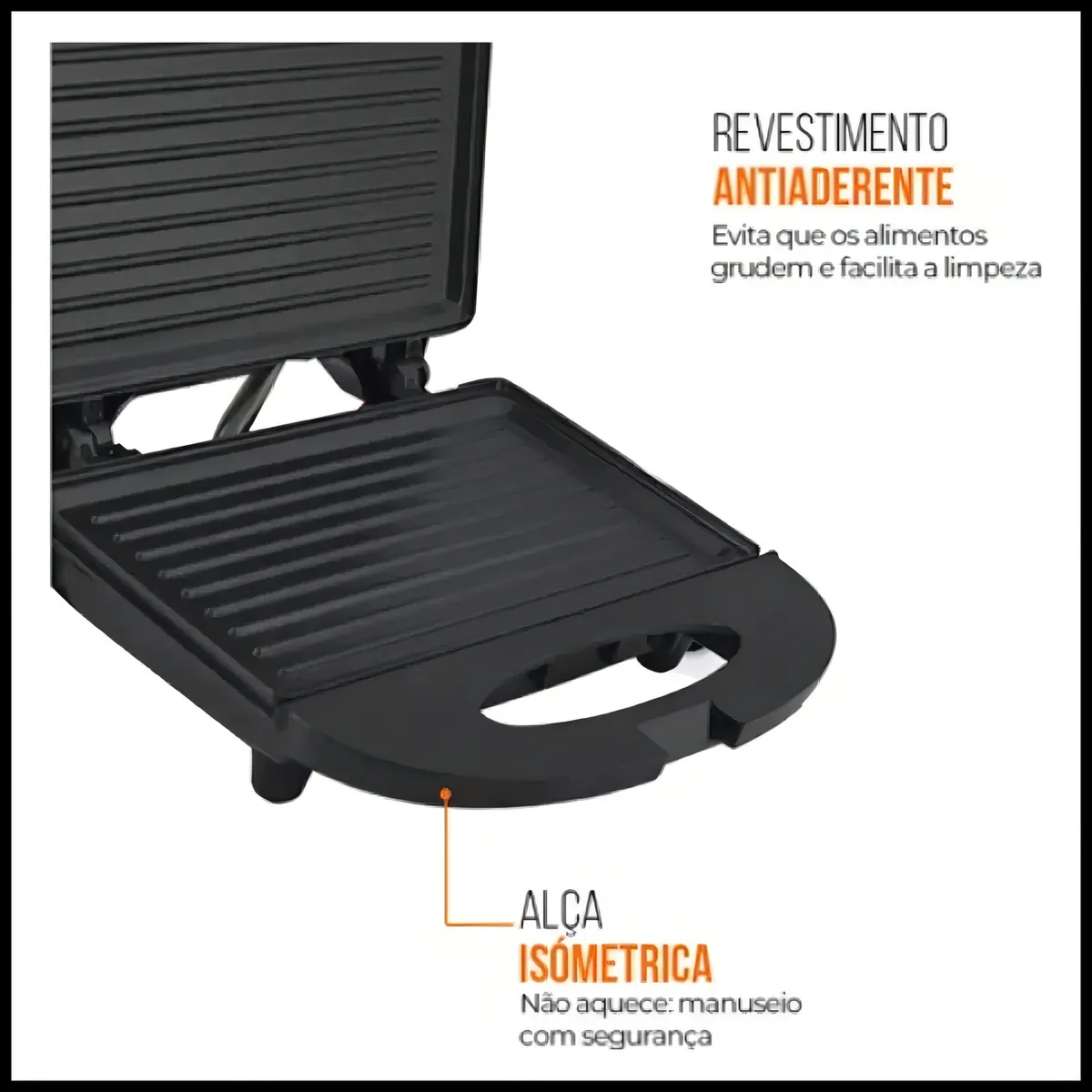 Sanduicheira Grill 2 em 1 Kian 750W Preta 9