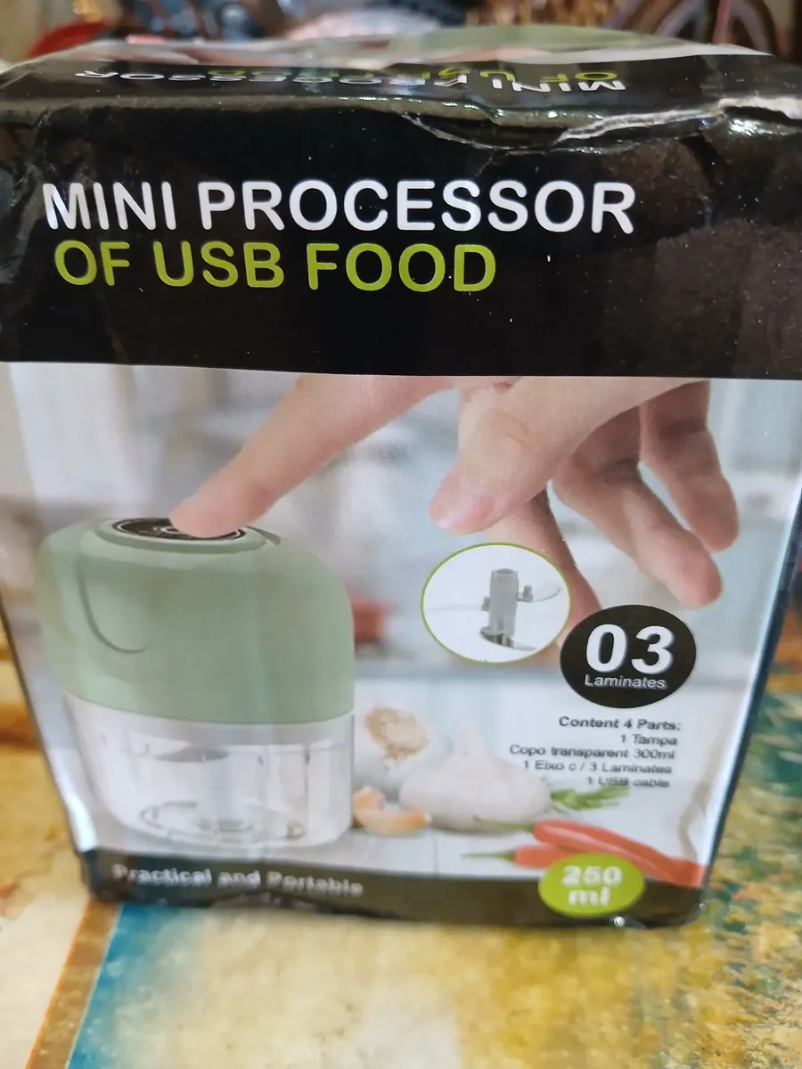 Mini Processador Moedor Elétrico Alho Sem Fio 250ml 13