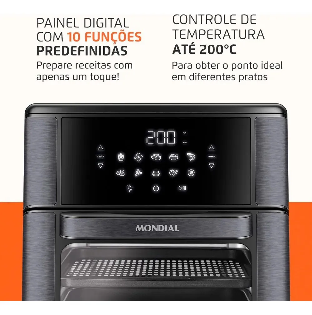 Fritadeira Air Fryer Forno Oven 12 Litros Mondial AFON-12L-BG 11