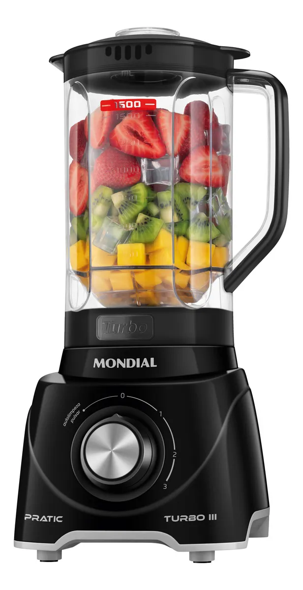 Liquidificador Pratic Turbo III Mondial 550W 2,2L L-93-BG