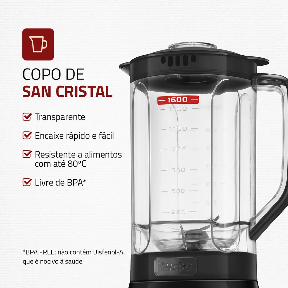 Liquidificador Pratic Turbo III Mondial 550W 2,2L L-93-BG 6