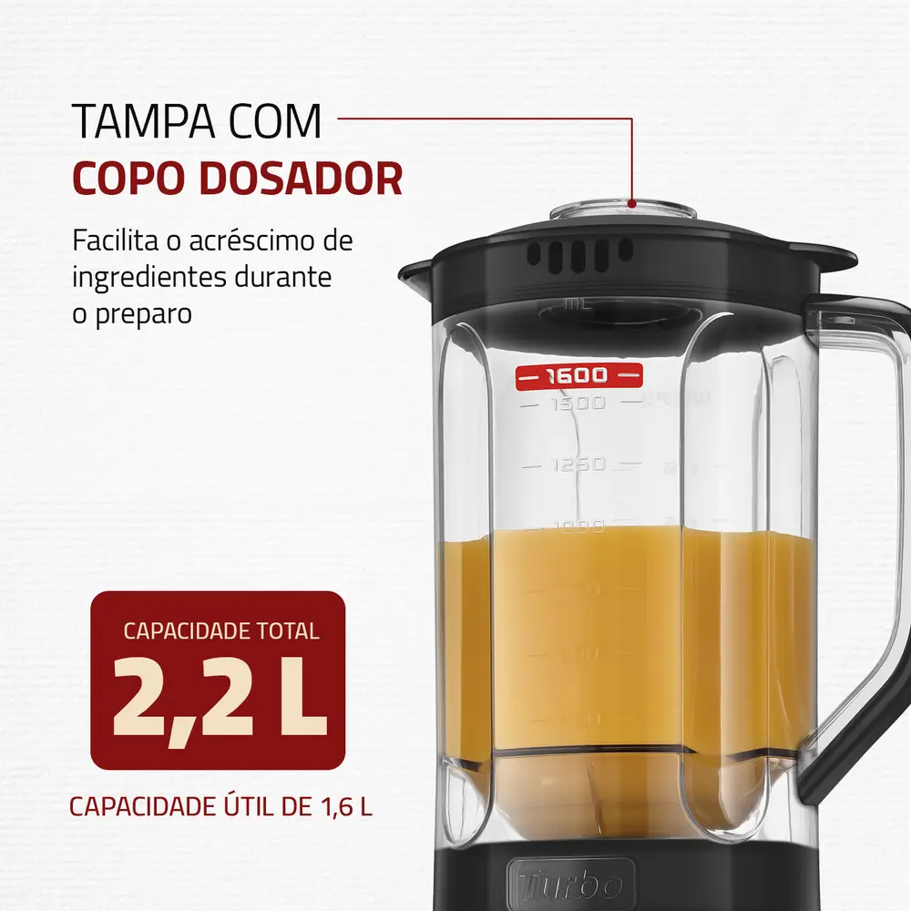 Liquidificador Pratic Turbo III Mondial 550W 2,2L L-93-BG 7