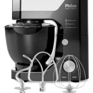 Batedeira Planetária Philco 900W 5L Preta 12 Velocidades Turbo PBP90A
