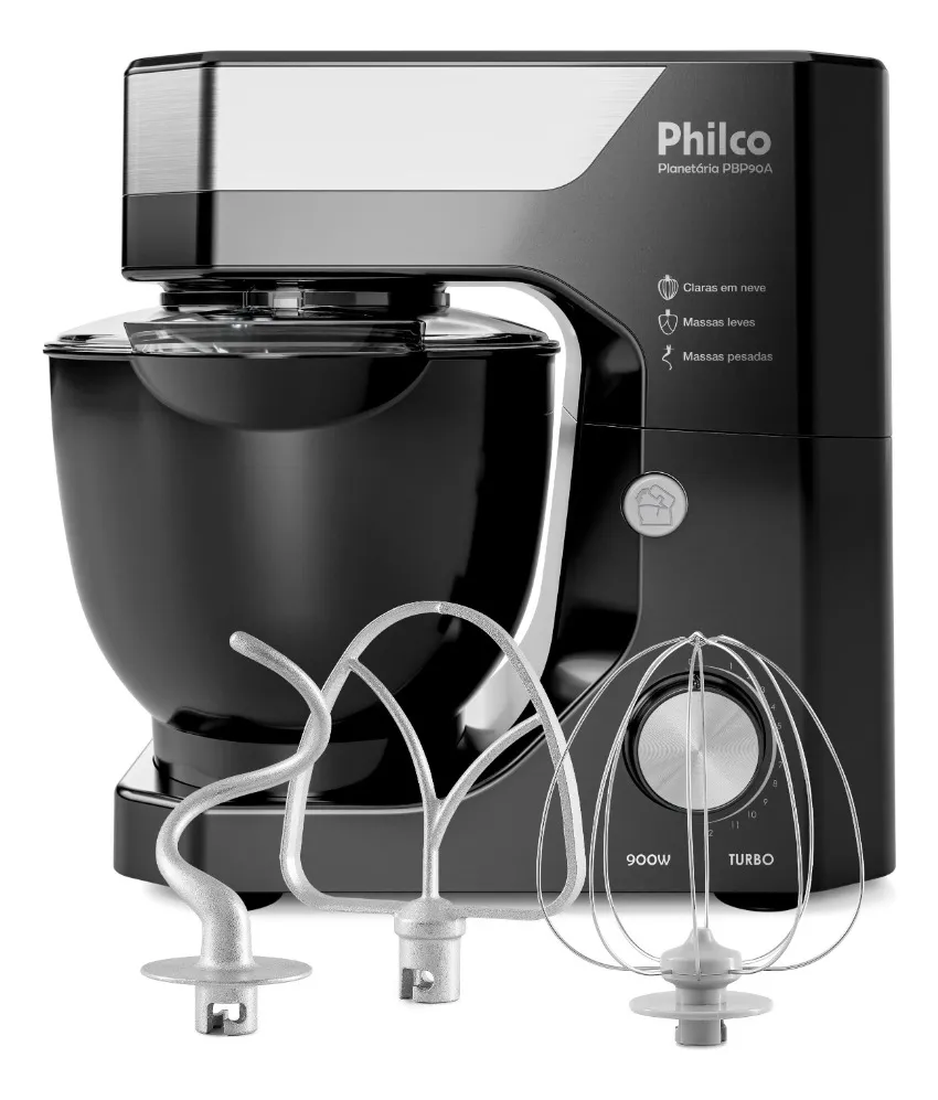 Batedeira Planetária Philco 900W 5L Branca 12 Velocidades Turbo PBP90A