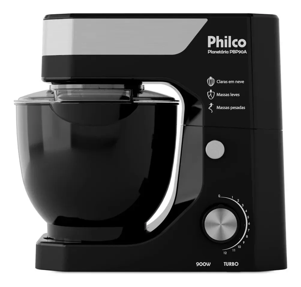 Batedeira Planetária Philco 900W 5L Branca 12 Velocidades Turbo PBP90A 8