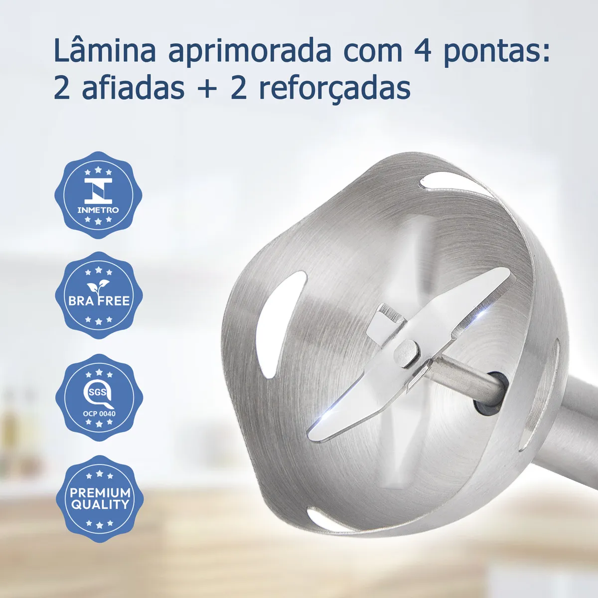 Mixer de Mão Kookin Power Inox 3 em 1 800W 8 Velocidades Turbo 11