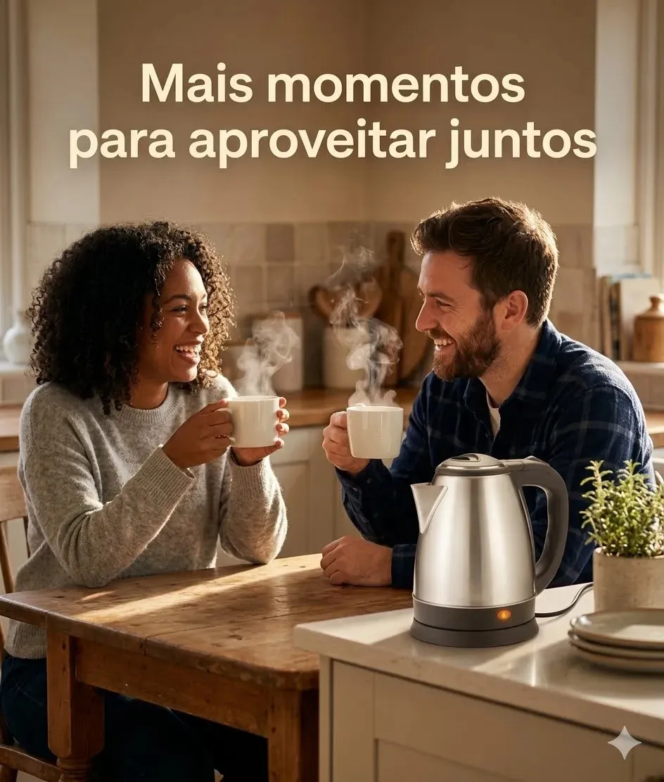 Chaleira Elétrica Inox 1,8L 1000W Aquecimento Rápido Automática Mundilar 16