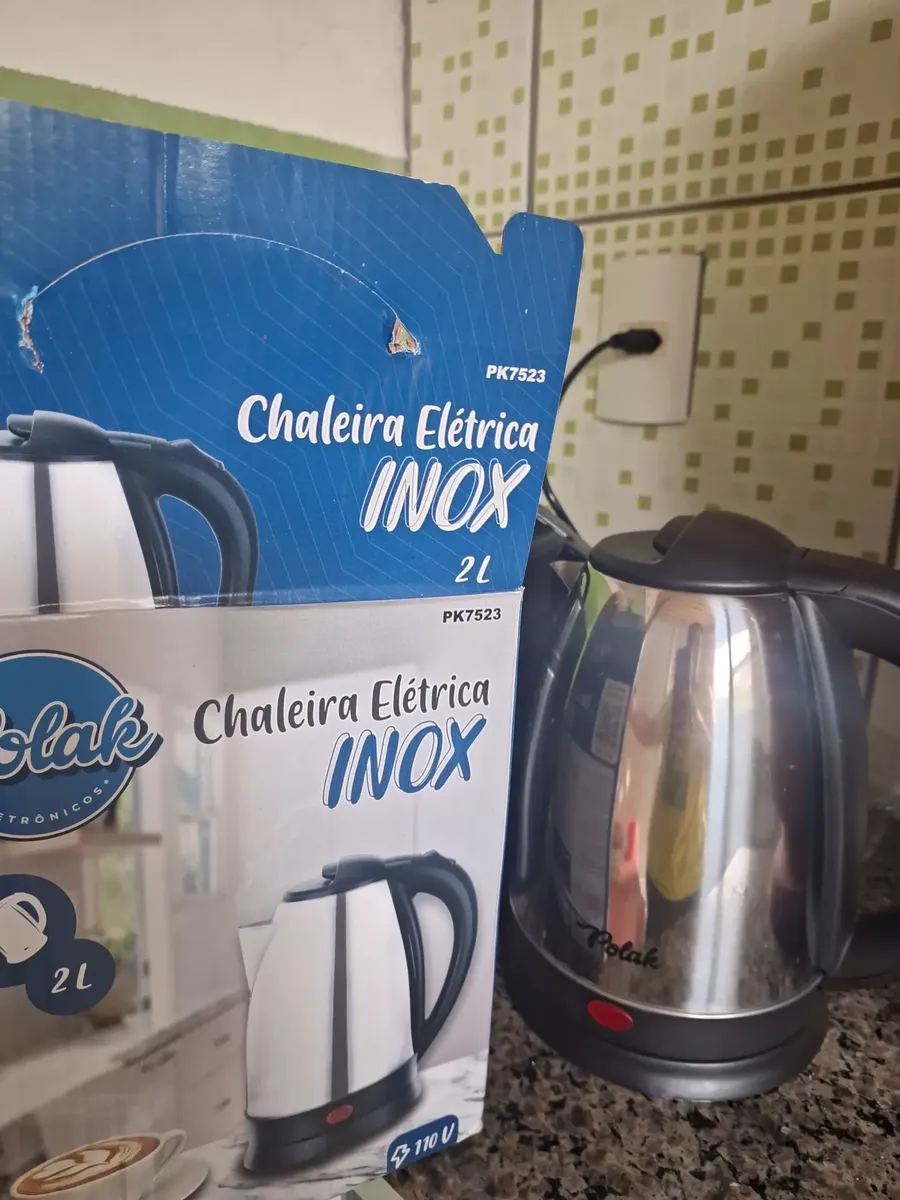 Chaleira Elétrica Inox 1,8L 1000W Aquecimento Rápido Automática Mundilar 17
