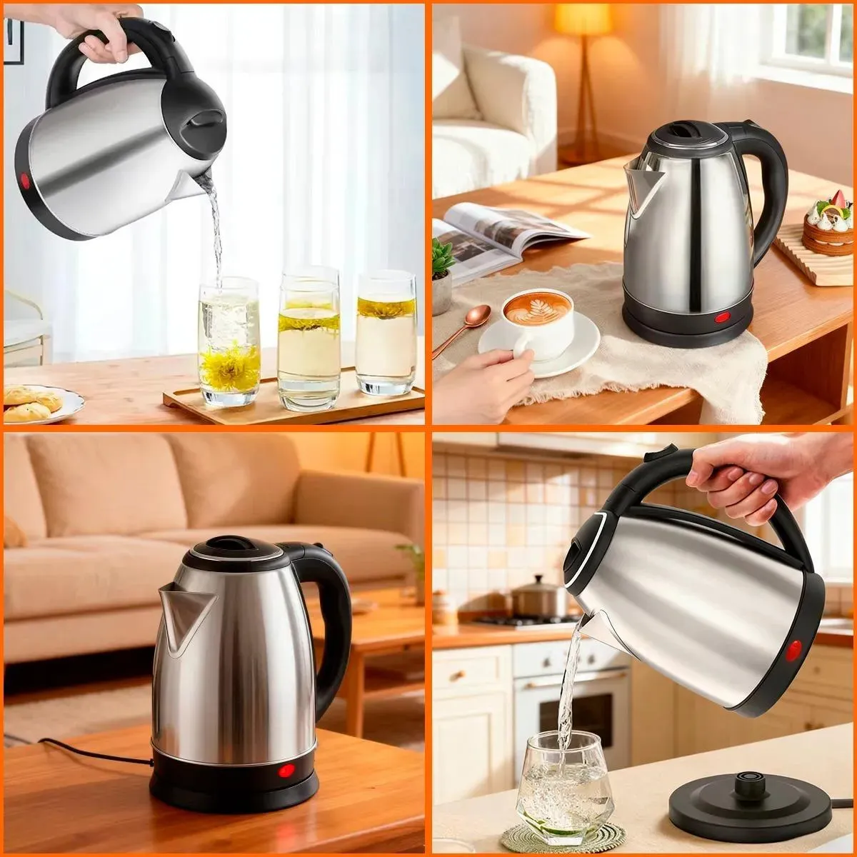 Chaleira Elétrica Sensacional 2L Inox Preta 1000W Desligamento Automático 9