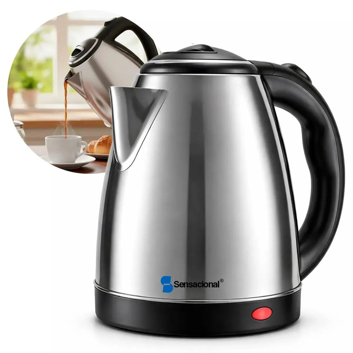 Chaleira Elétrica Sensacional 2L Inox Preta 1000W